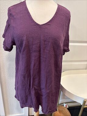 EUC Match Point Linen V-Neck Mini Dress in Deep Plum